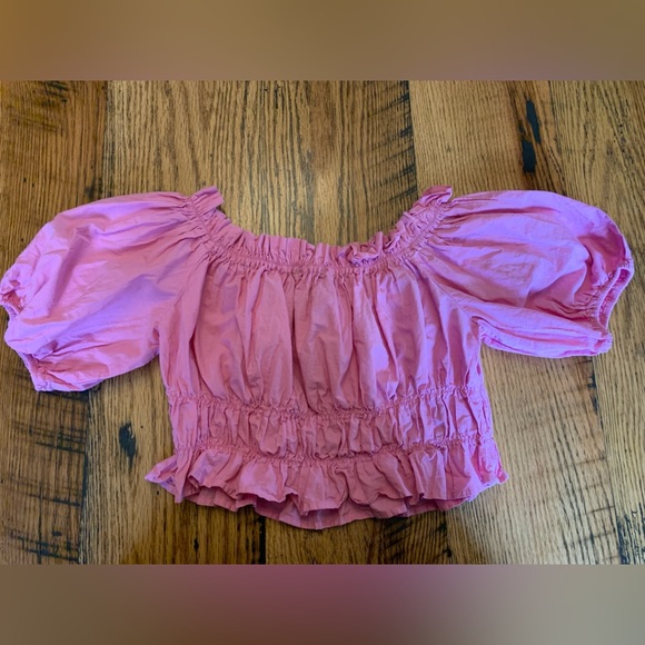 Zara off shoulder cropped blouse pink summer - Picture 4 of 5